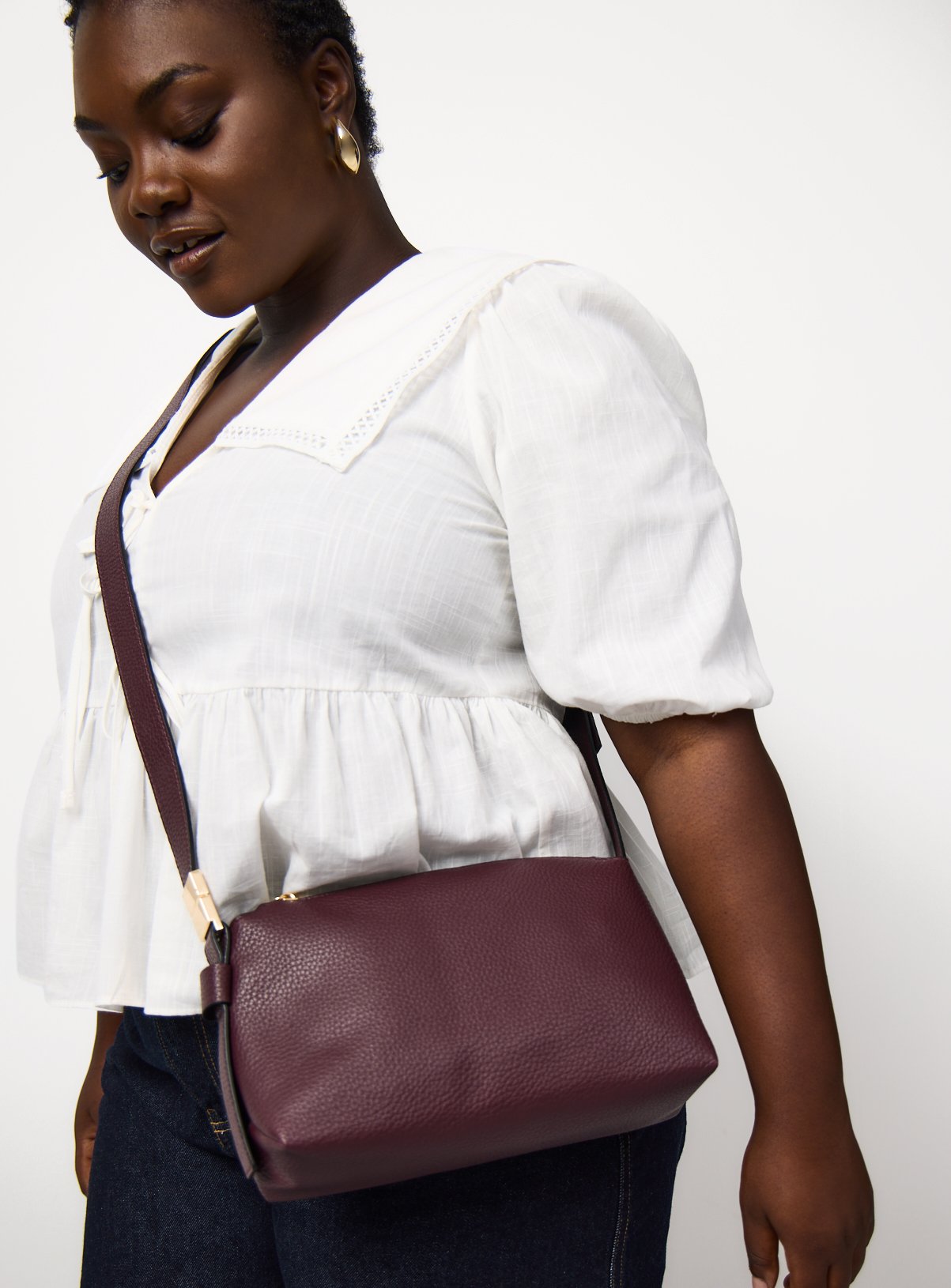 Dark Red PVC Cross Body Bag One Size - Image 1 thumbnail